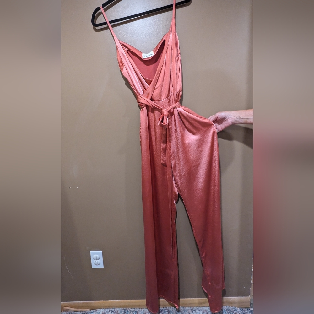 Satin wide leg jumpsuit, size medium from revolve